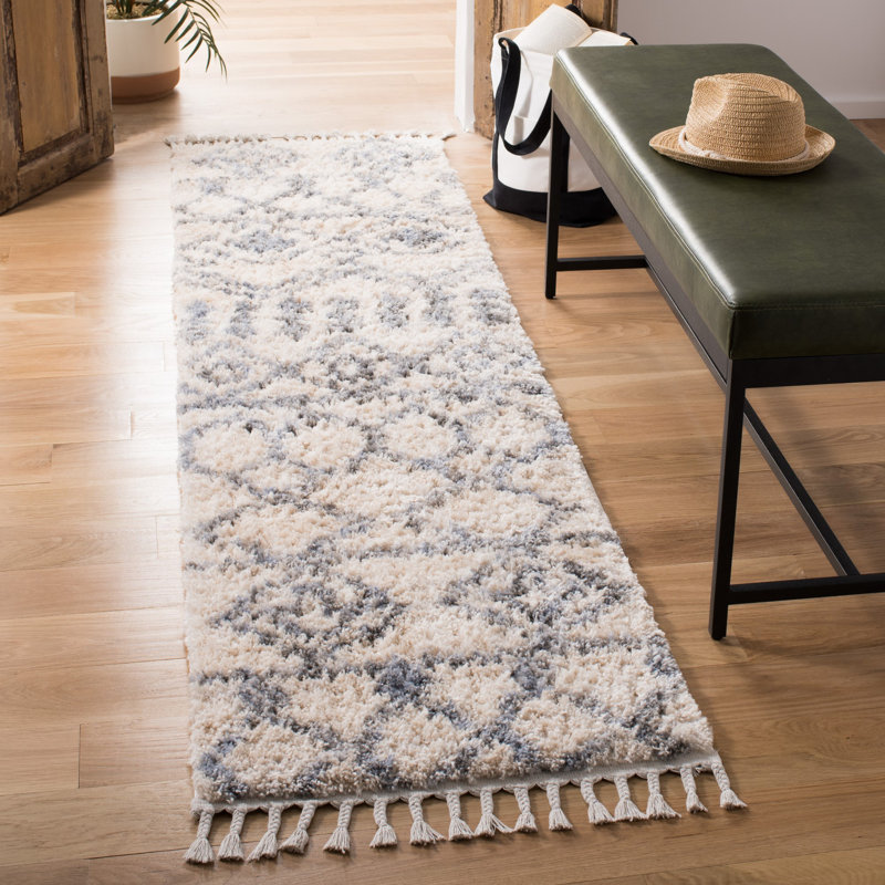 Union Rustic Triplett Fringe Shag Cream/Gray Area Rug & Reviews Wayfair